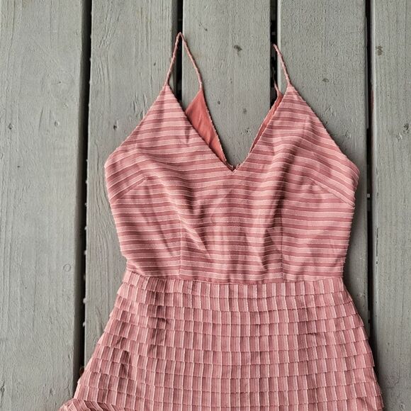 Anthropologie Keepsake the Label Mini Dress Pleated Waterfall Rosewood Small - Picture 5 of 7